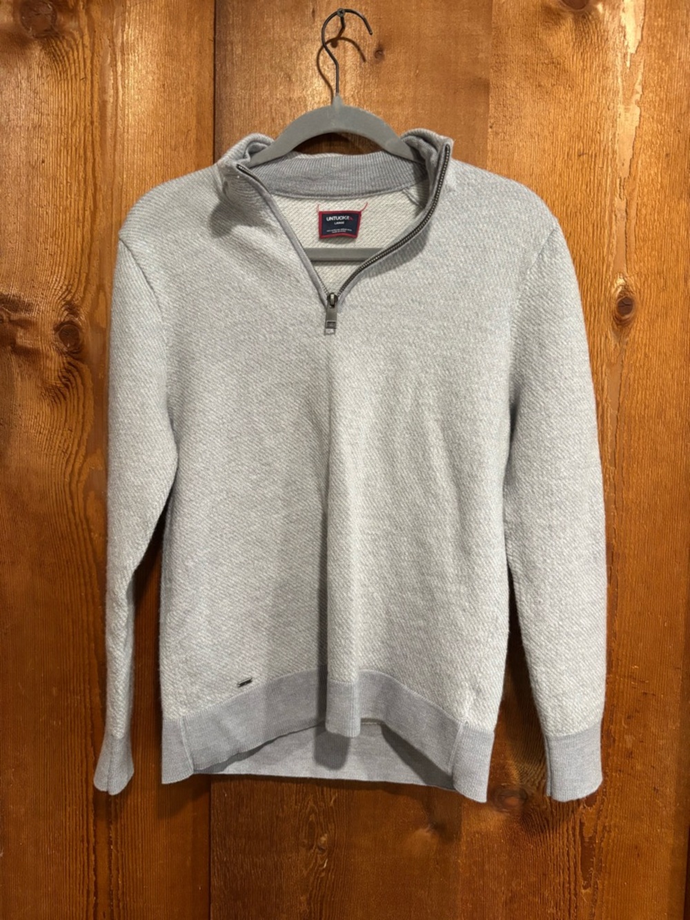 UNTUCKit 100% Extrafine Merino Wool Gray Quarter Zip Pullover Sweater Men Large